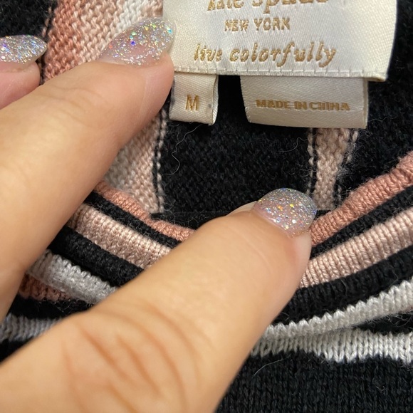 Kate Spade, New York black stripes, short sleeve sweater size women’s medium - Picture 5 of 6